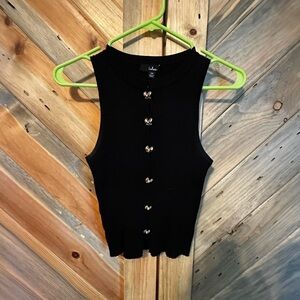 Lulu's Black Ribbed Top / vest